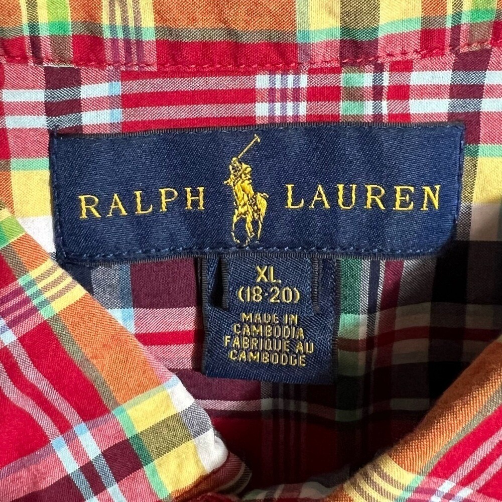 Ralph Lauren Blue Label Boys Red Plaid Shirt XL (18-20) - Picture 5 of 5